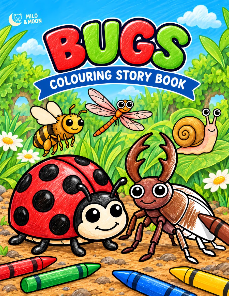 Bugs & Insects, a colouring story book